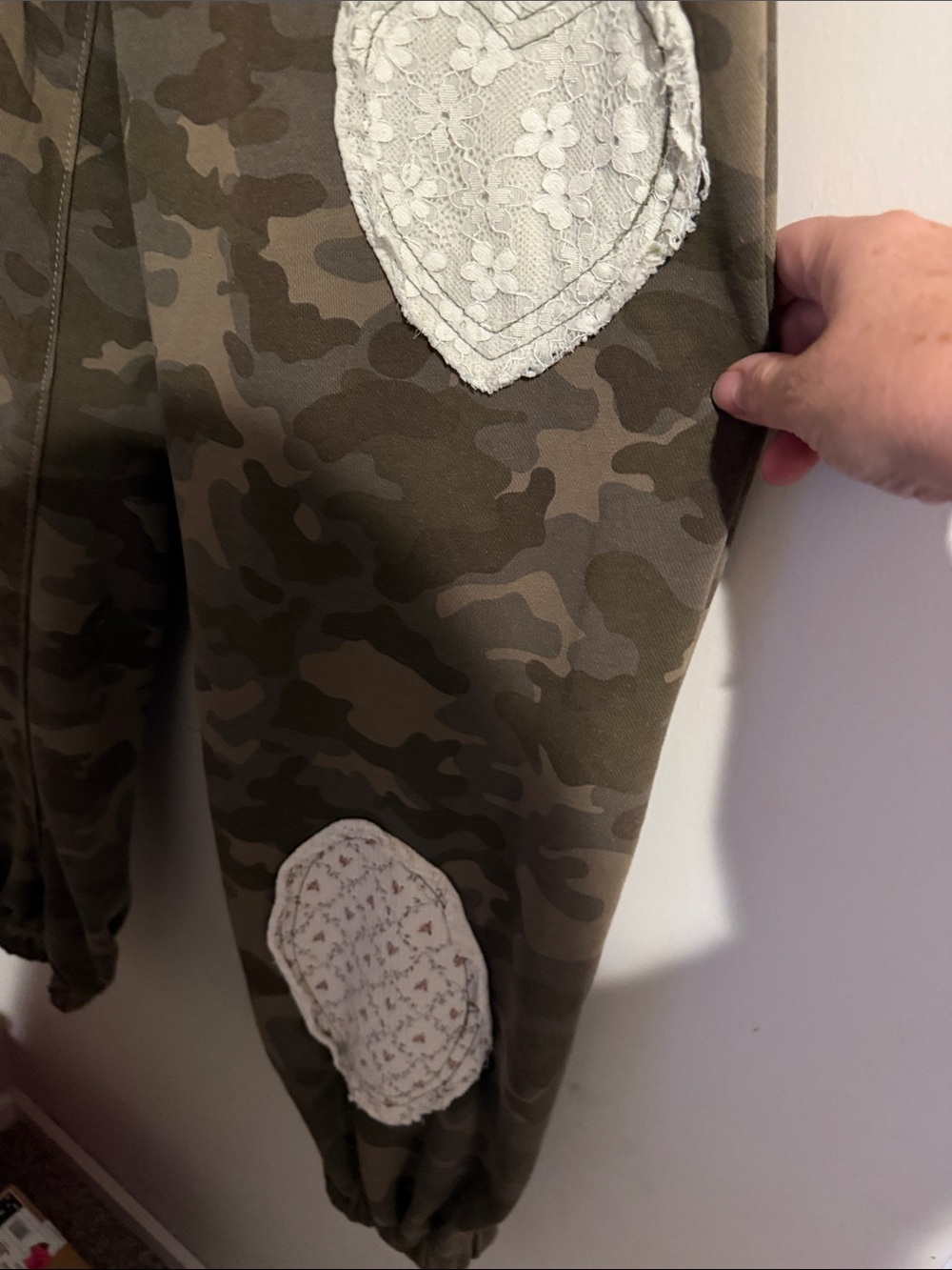 POL Olive Camo Joggers with Cream Lace Patch Accents - Picture 8 of 8